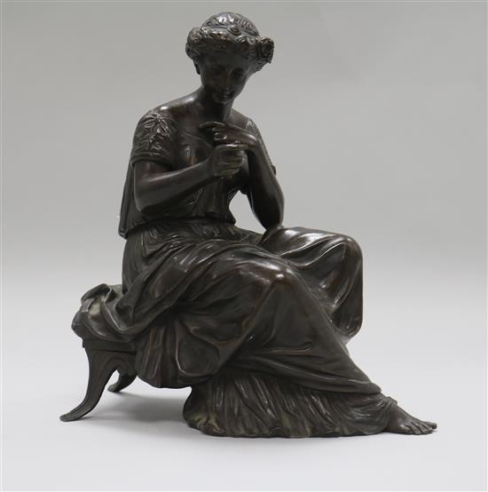 A 19th century bronze of a seated lady
